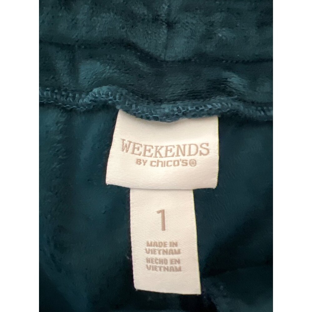 Weekends By Chicos Velvet Drawstring Pants Emeral… - image 2